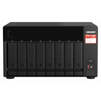 NAS QNAP 873A 8-Bay, CPU AMD Ryzen V1000 series V1500B 4C/8T 2.2GHz, RAM 8GB (1x 8GB) DDR4 (2 x SODIMM slots, max. 64GB, suport optional ECC RAM), 8x 2.5/3.5 SATA 6Gbps, 2x M.2 2280 NVMe PCIe Gen3 x1 HDD (neincluse), LAN: 2 x 2.5GbE (optional port 10GbE p