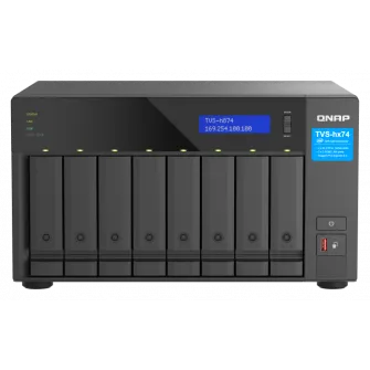 NAS QNAP H874 8-Bay, CPU Intel® Core™ i7 12-core 20-thread Processor, RAM 32GB (2x 16GB) DDR4 SODIMM (Max. 64GB), 8 x 2.5''/3.5'' SATA 6Gbps + 2 x M.2 2280 NVMe HDD (neincluse), LAN: 2 x 2.5GbE (2.5G/1G/100M/10M), Tower, Single PSU, 350W, garantie 3 ani