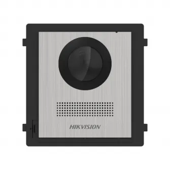 Post videointerfon de exterior pentru blocuri Hikvision DS-KD8003-IME1 (B)NS 2MP HD Camera, Fish eye, IR Supplement, RAM 256 MB,2 lock relays, 4-ch alarm input,Wired network 10/100 Mbps self-adaptive Ethernet, Network interface 1 RJ45, 12 VDC Power Input,