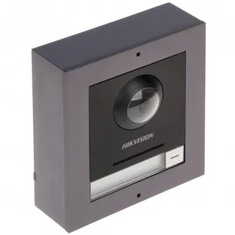 Post videointerfon de exterior pentru blocuri Hikvision DS-KD8003-IME1 (B)SURFACE Low illumination 2 MP HD IR camera , Ethernet 10/100 Mbps self-adaptive Ethernet, Door control 2, breakdown voltage: 36 V, Power supply 12 VDC/PoE, 4 W, Working temperature:
