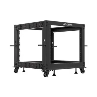 Rack deschis 19'' 9U, 600x600–1100 reglabil, negru
