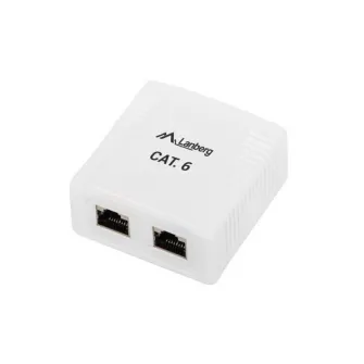 SURFACE-MOUNT BOX CAT.6 FTP SHIELDED 2X RJ45 WHITE LANBERG