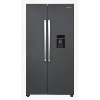 Side by Side HEINNER HSBS-HM439NFINVDGWDE++, No Frost, 439 L, Clasa E, Dozator apa, Gri antracit texturat