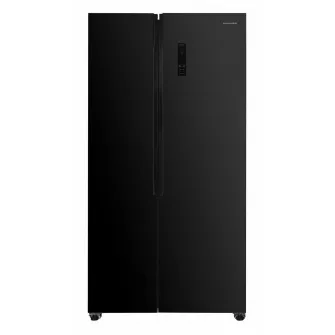 Side by Side HEINNER HSBS-HM532NFGBKE++, No Frost, 532 L, Clasa E, Sticla neagra