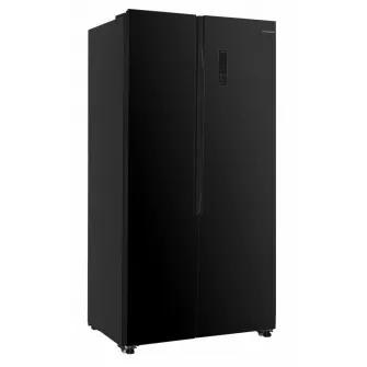 Side by Side HEINNER HSBS-HM532NFGBKE++, No Frost, 532 L, Clasa E, Sticla neagra
