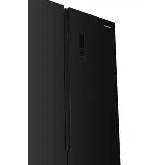 Side by Side HEINNER HSBS-HM532NFGBKE++, No Frost, 532 L, Clasa E, Sticla neagra
