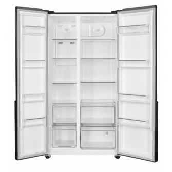 Side by Side HEINNER HSBS-HM532NFGBKE++, No Frost, 532 L, Clasa E, Sticla neagra