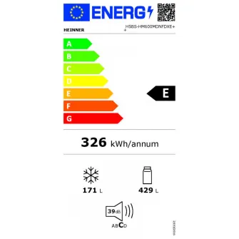 Side by Side HEINNER HSBS-HM600MDNFDXE++, No Frost, 600 L, Clasa E, Inox antracit