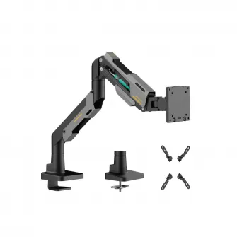 Suport monitor Serioux SRXA-MM101-C012GR, arc cu gaz, compatibilitate dimensiune ecran 24''-57'', greutate maxima suportata: 2~30 kg, VESA: 75x75, 100x100, 100x200, 200x100, 200x200, inclinare: +70°~-45°, pivotare: +90°~-90°, rotatia ecranului: 360°