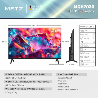 Televizor METZ QLED 40MQH7030Z, 100 cm, Smart Google TV, FHD