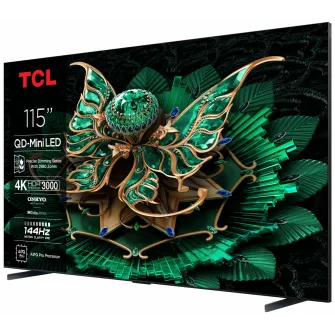 Televizor TCL QD-MiniLED 115C7K, 291 cm, Smart Google TV, 4K Ultra HD ,144Hz, Clasa E, Onkyo