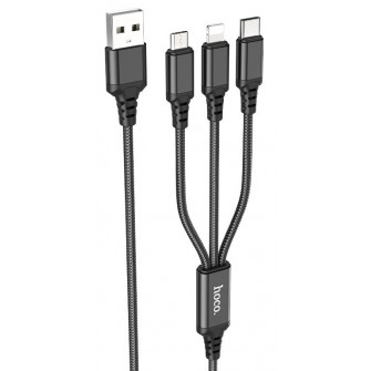 Cablu USB Hoco X76 3-in-1 Super Black