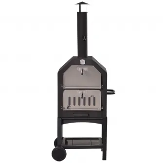 Gratar si Cuptor pentru pizza, Outsunny, Termometru, 50 x 36 x 160 cm, Inox, Negru