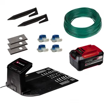 Robot de tuns gazon/iarba pe acumulator Einhell Expert FREELEXO 4326368, 18 V, 5.2 Ah, latime lucru 18 cm, 20-60 mm, 1200 mp suprafata lucru, Kit 1200 m2, cablu delimitare 210 m, 300 carlige, 4 cleme conectare, 3 lame schimb, acumulator, incarcator