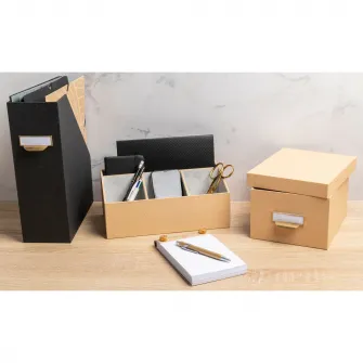 Organizator de birou Exacompta OfficeByMe, 4 compratimente, carton 3mm, Certificare FSC, Bej