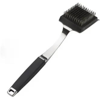 Perie pentru gratar Pure Landmann, 42 cm, zimti din inox, corp din inox, maner cauciucat, capat interschimbabil