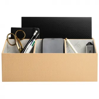 Organizator de birou Exacompta OfficeByMe, 4 compratimente, carton 3mm, Certificare FSC, Bej