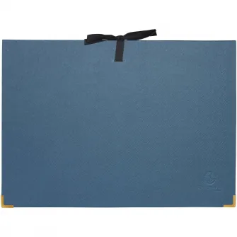 Mapa extensibila Exacompta OfficeByMe, 24x34 cm, Carton, inchidere cu snur, 18 compartimente negre, Certificare PEFC, Albastru