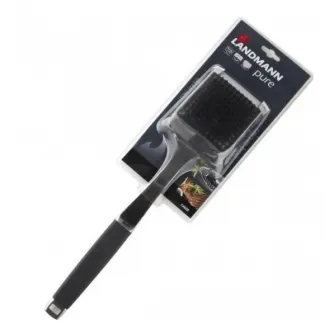 Perie pentru gratar Pure Landmann, 42 cm, zimti din inox, corp din inox, maner cauciucat, capat interschimbabil