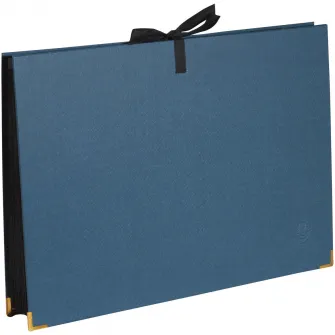 Mapa extensibila Exacompta OfficeByMe, 24x34 cm, Carton, inchidere cu snur, 18 compartimente negre, Certificare PEFC, Albastru