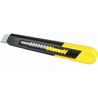 Cutter Stanley 0-10-151, cu ghidaj din otel inoxidabil, latime lama 18mm, schimbare rapida si usoara a lamei, negru/galben