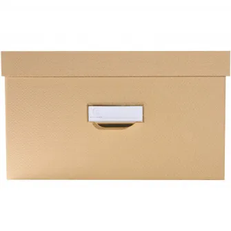 Set 3 cutii depozitare cu capac Exacompta OfficeByMe, Carton 3mm, Suport eticheta, Certificare FSC, format A4+, A5++, A6++, Bej