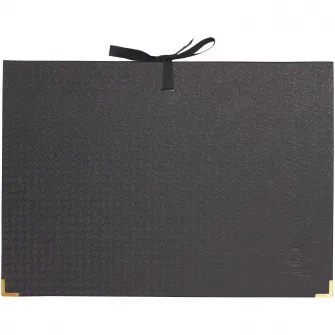 Mapa extensibila Exacompta OfficeByMe, 24x34 cm, Carton, inchidere cu snur, 18 compartimente negre, Certificare PEFC, Negru