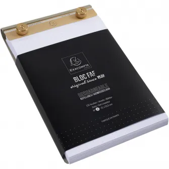 Suport hartie de birou Exacompta FAF Block NВ°4, cu bloc pentru notite cu 170 coli albe punctate, micro perforate, design retro, reincarcabil, 220x134 mm