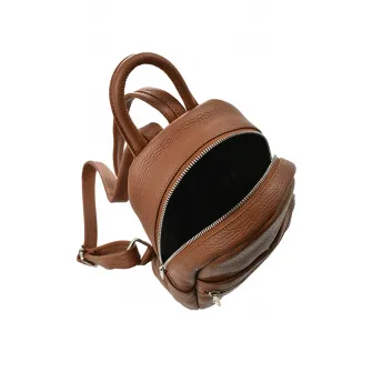 Patrizia Lucchini, Rucsac de piele cu buzunar cu fermoar, Caramel
