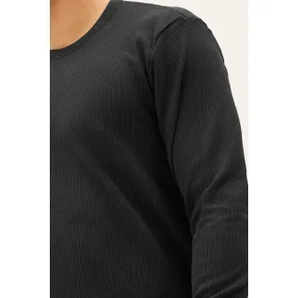 Marks & Spencer, Bluza de casa cu striatii si decolteu rotund, Negru stins, L