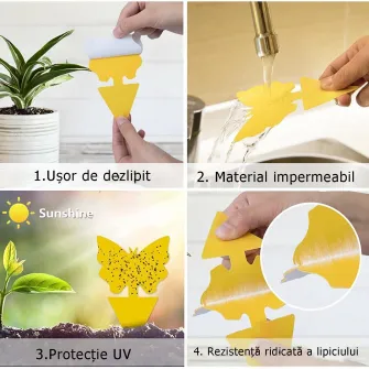 Set 36 capcane pentru mustele din fructe, Adezive, Galben