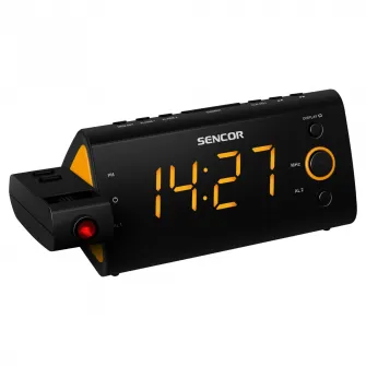 Radio cu ceas Sencor SRC 330 OR, FM, Alarma, Display LED, Negru/Galben