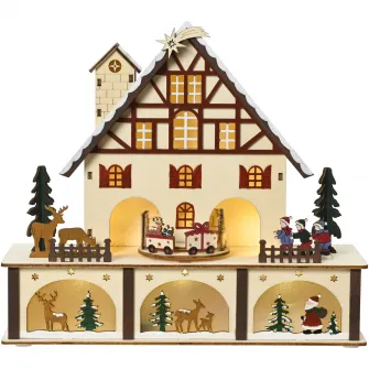 Decoratiune cu LED Santa Lumineo, 27x10xH24.3 cm, 6 LED, lemn