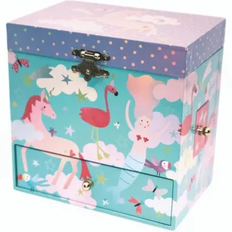 Cutie de bijuterii muzicala pentru copii, Floss & Rock, Fantasy cu 3 sertare