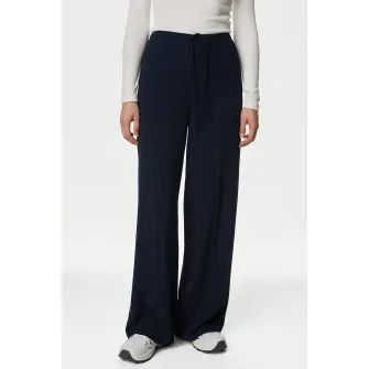 Marks & Spencer, Pantaloni ampli cu talie inalta, Albastru ultramarin, 10