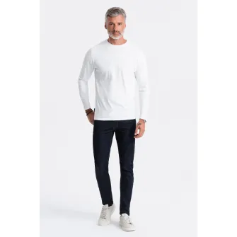 OMBRE, Bluza din bumbac cu decolteu la baza gatului, Alb optic, L