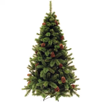 Brad artificial premium Kring Colorado, cu conuri, PP/PVC, 150cm, suport metalic, Verde