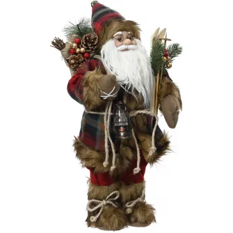 Figurina Mos Craciun Decoris, inaltime 45 cm, 23(L)x14(l) cm, poliester, rosu