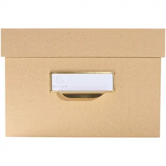 Set 3 cutii depozitare cu capac Exacompta OfficeByMe, Carton 3mm, Suport eticheta, Certificare FSC, format A4+, A5++, A6++, Bej