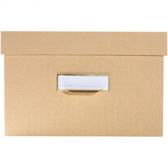 Set 3 cutii depozitare cu capac Exacompta OfficeByMe, Carton 3mm, Suport eticheta, Certificare FSC, format A4+, A5++, A6++, Bej