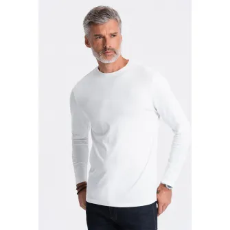 OMBRE, Bluza din bumbac cu decolteu la baza gatului, Alb optic, L