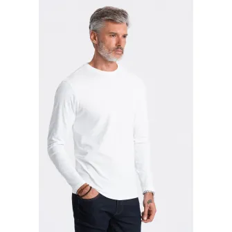 OMBRE, Bluza din bumbac cu decolteu la baza gatului, Alb optic, L