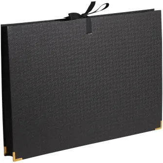 Mapa extensibila Exacompta OfficeByMe, 24x34 cm, Carton, inchidere cu snur, 18 compartimente negre, Certificare PEFC, Negru