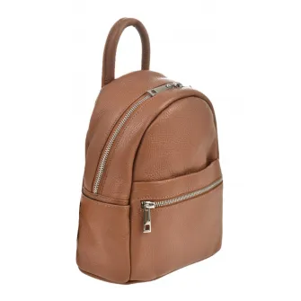 Patrizia Lucchini, Rucsac de piele cu buzunar cu fermoar, Caramel
