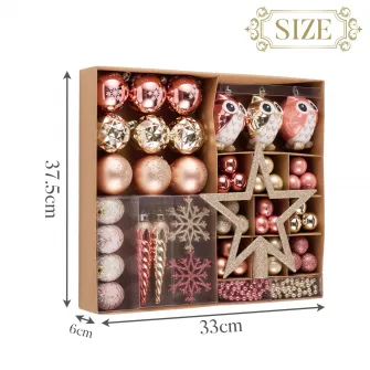 Set 90 de ornamente brad Kring, diverse forme si dimensiuni, Roz