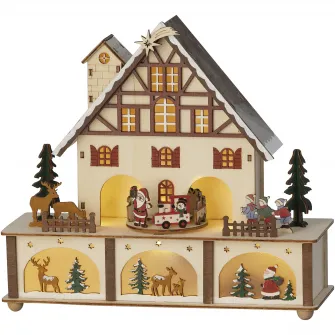 Decoratiune cu LED Santa Lumineo, 27x10xH24.3 cm, 6 LED, lemn