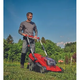 Masina de tuns gazon/iarba pe acumulator Einhell Professional Power X-Change RASARRO 36/40, 36 V, 40 cm latime taiere, 25-75 mm inaltime taiere, 6 trepte de taiere, sac colector 50 l, include: 2 acumulatori 4.0 Ah + incarcator dublu