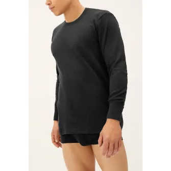 Marks & Spencer, Bluza de casa cu striatii si decolteu rotund, Negru stins, L