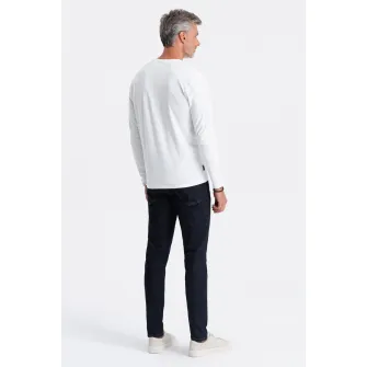 OMBRE, Bluza din bumbac cu decolteu la baza gatului, Alb optic, L