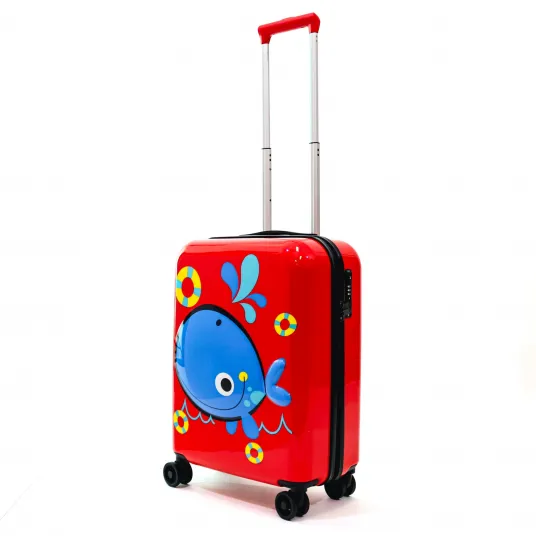 Troler Ella Icon Blue Whale, pentru copii, 55x24x40 cm, rosu